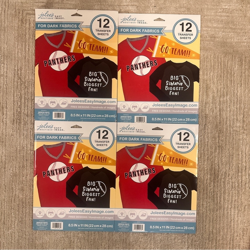 Jolees Boutique Easy Image Dark Fabric Transfer Sheets, 12 Pk Lot Of 4x 12 =48